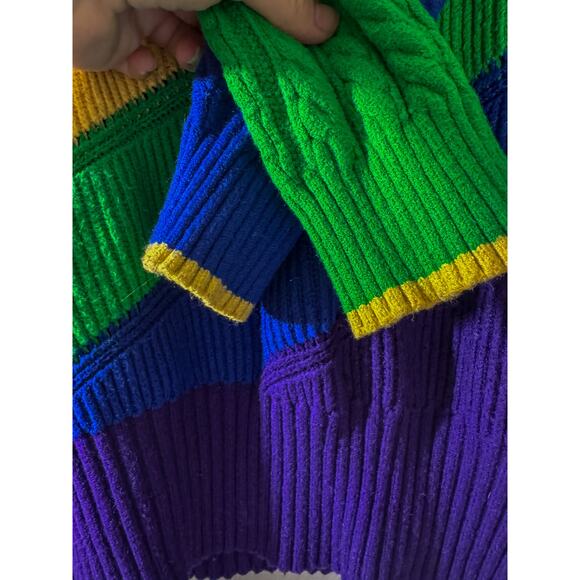 Vintage 80s/90s RAINBOW Color Block Sweater | Chunky Knit Cropped Pullover - Picture 5 of 5